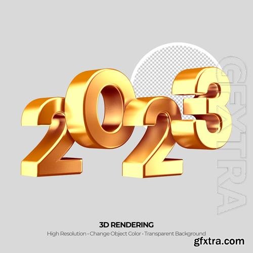 Realistic golden 2023 number 3d rendering