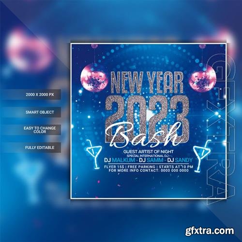 New year 2023 party flyer template psd