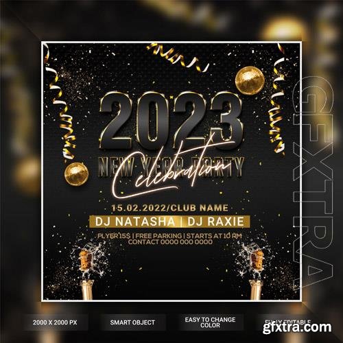 Happy new year party flyer psd