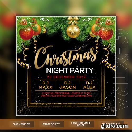 Christmas night party flyer template psd