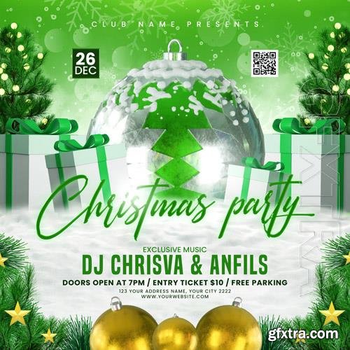 Christmas party flyer social media template psd