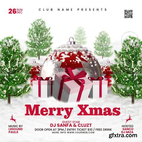 Christmas psd party flyer social media template