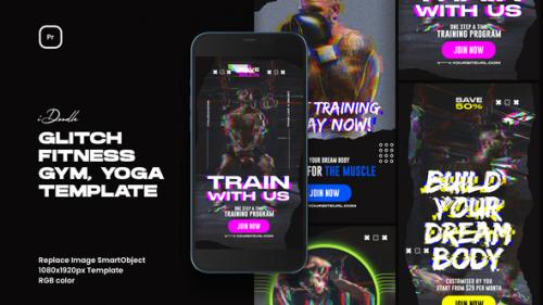 Videohive - Glitch Fitness and Gym Instagram Stories MOGRT - 41743687 - 41743687