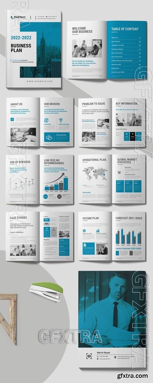 Business Plan Layout with Blue Accents 542530549