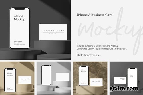 iPhone & Business Card Mockup QTV86LY