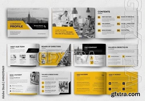 Company Profile Landscape Layout with Yellow Accents 496370469