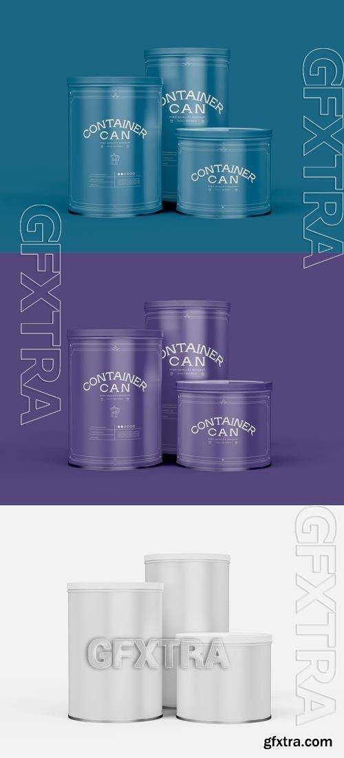 Set of Round Tin Cans Mockup 505552181