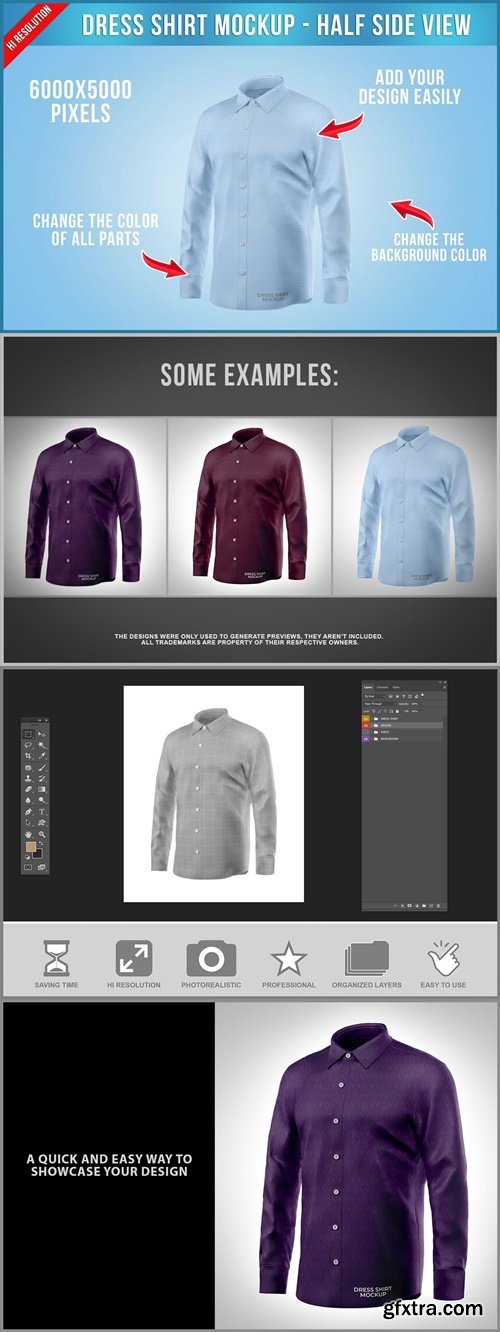 Dress Shirt Mockup - Half Side View B642CGC