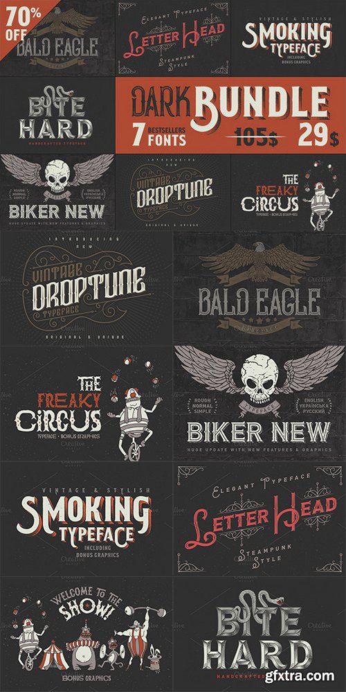 Dark Bundle: 7 Bestseller Fonts