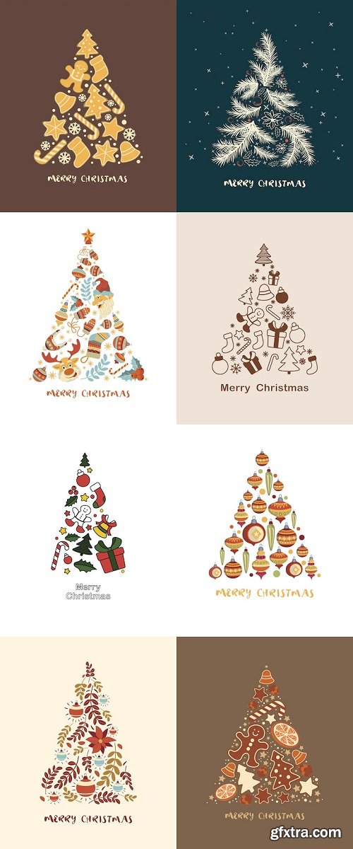 Beautiful christmas card trees