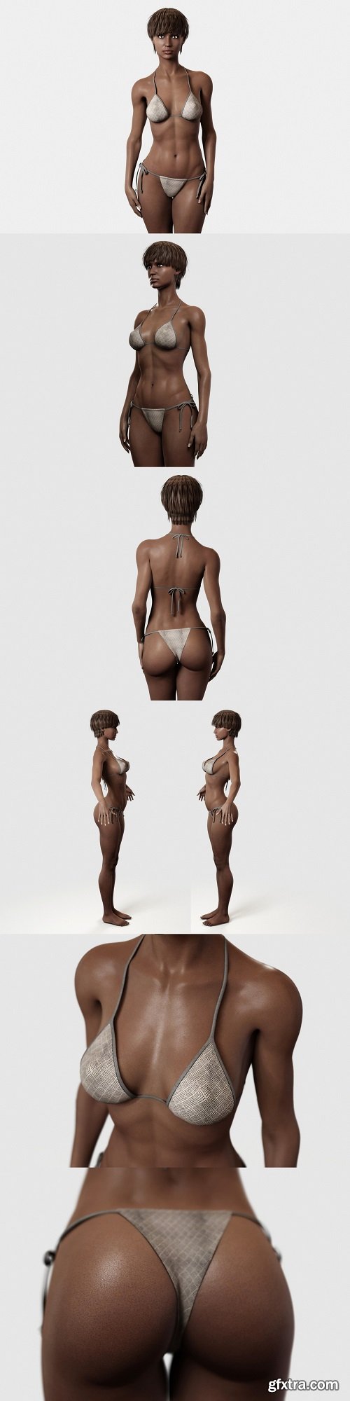 Black Woman Fit in Bikini 3D Model