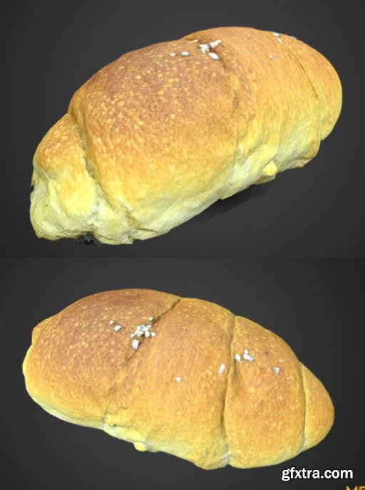 Salted Butter Roll Bread 3d model