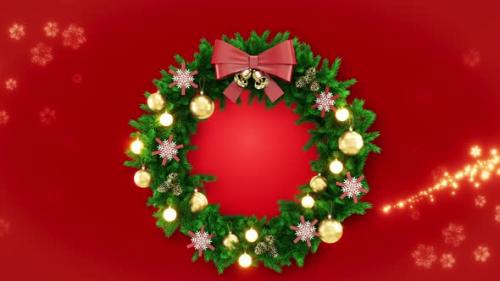 Videohive - Christmas Wreath on Red Background - 41749663 - 41749663