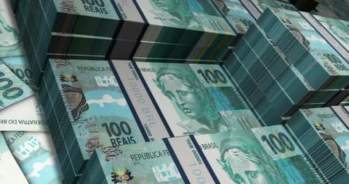 Videohive - Brazil Real 100 banknote packs - flying over BRL money stack - 41749695 - 41749695