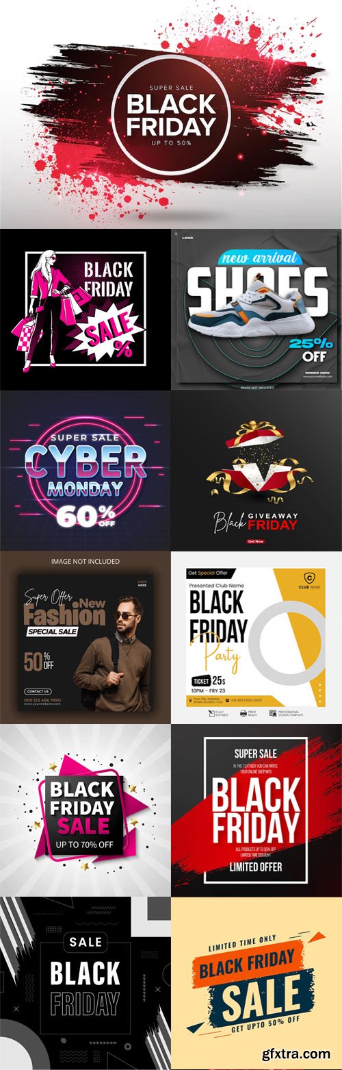 Black Friday - 20+ Web Banners & Backgrounds Vector Templates [Vol.6]