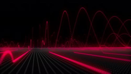 Videohive - Red Neon Sine Waves Oscillation Motion Background - 41719712 - 41719712