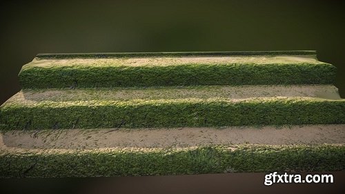 Stairs with moss and sand scan PBR