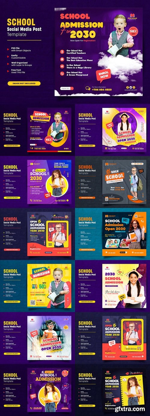 School admission or back to school education social media post or square web banner design