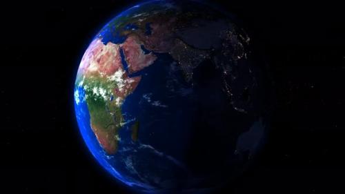 Videohive - Rotated Realistic 3d Planet Earth Half Day Half Night - 41765833 - 41765833