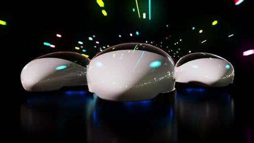 Videohive - A group of unmanned hovercraft of the future levitates at high speed in abstract space - 41792605 - 41792605