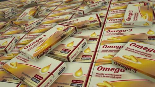 Videohive - Omega 3 oil tablets pack production loopable seamless - 41793735 - 41793735