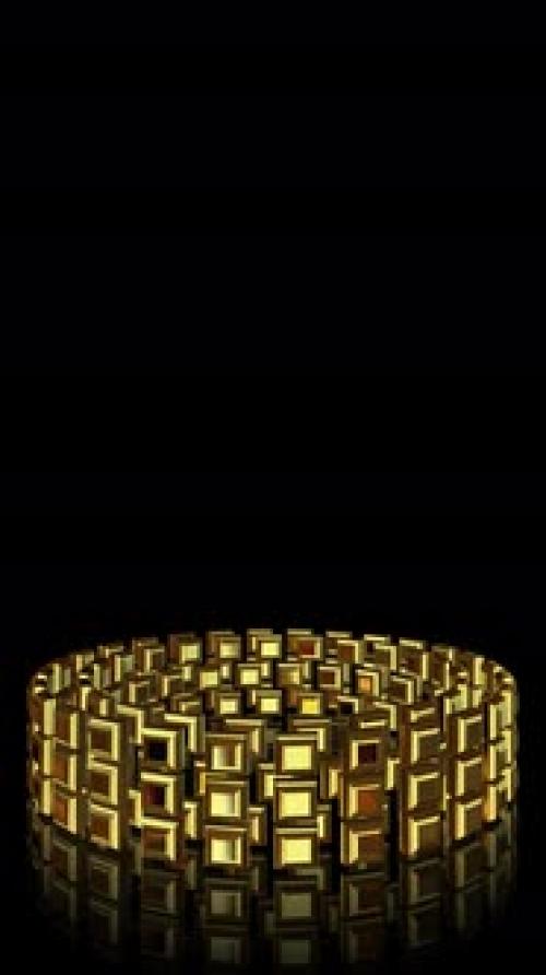 Videohive - Vertical Background with Rotating Gold Rings. 3D Render - 41807442 - 41807442