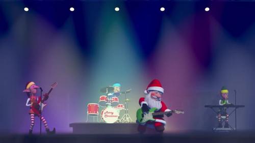 Videohive - Funny Santa Claus and Elfs Play Musical Instruments on - 41807605 - 41807605