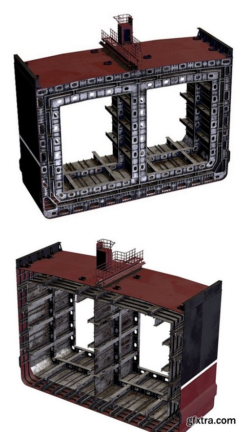 Tanker ship section 3D Model