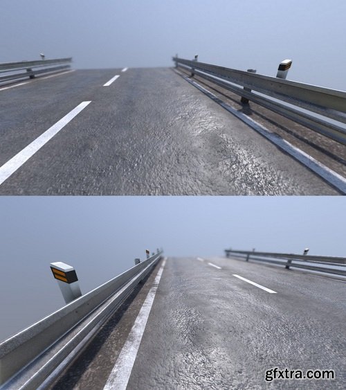 Road /w Roadside Barriers 3D Model