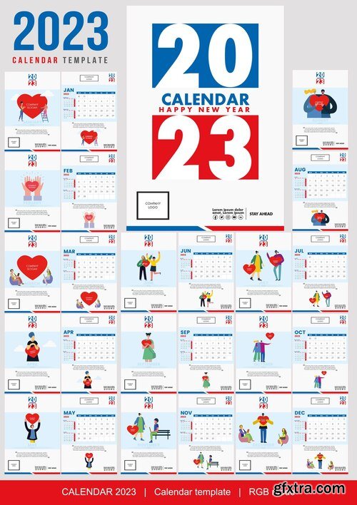 Happy new year calendar template 2023