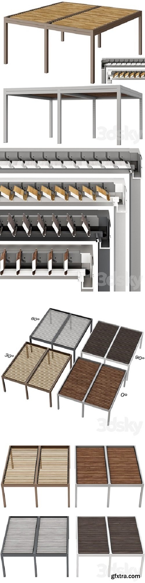 Metal pergola gazebo canopy with roller shutters