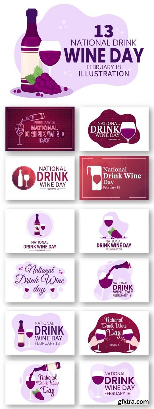 13 National Drink Wine Day Illustration