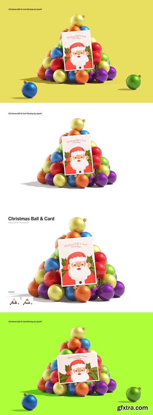 Christmas Ball & Card Mockup HYFVGC5