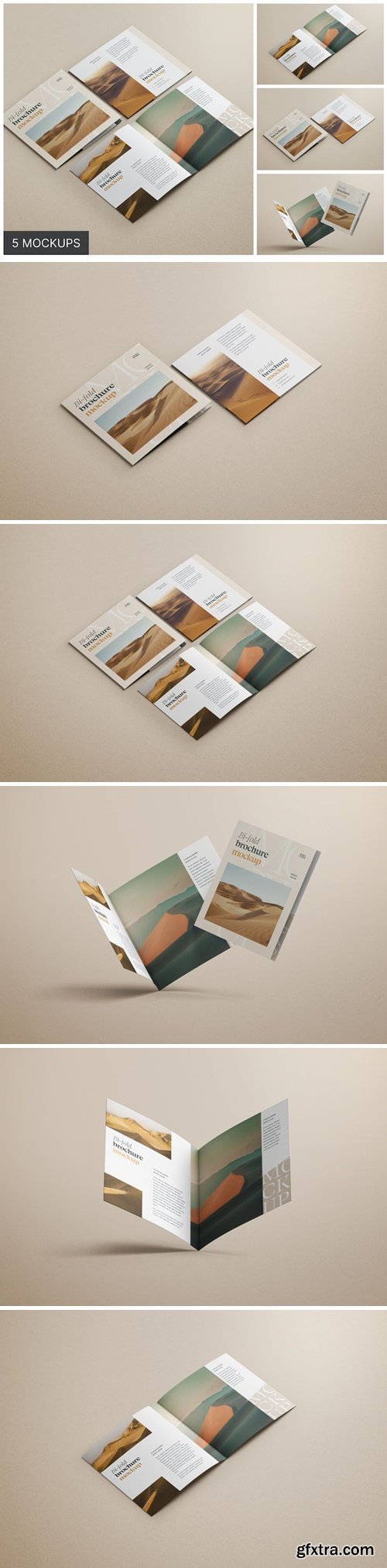 Bifold Square Brochure Mockup Set T7AN3SJ