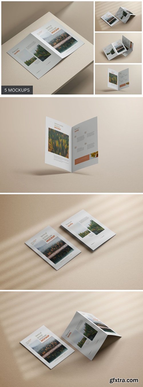 Bifold Vertical Brochure Mockup Set 8QJSMQF