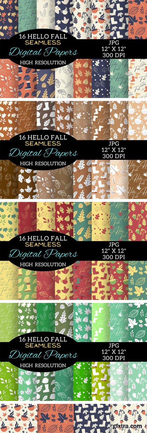 Hello Fall - 64 Seamles Patterns Collection