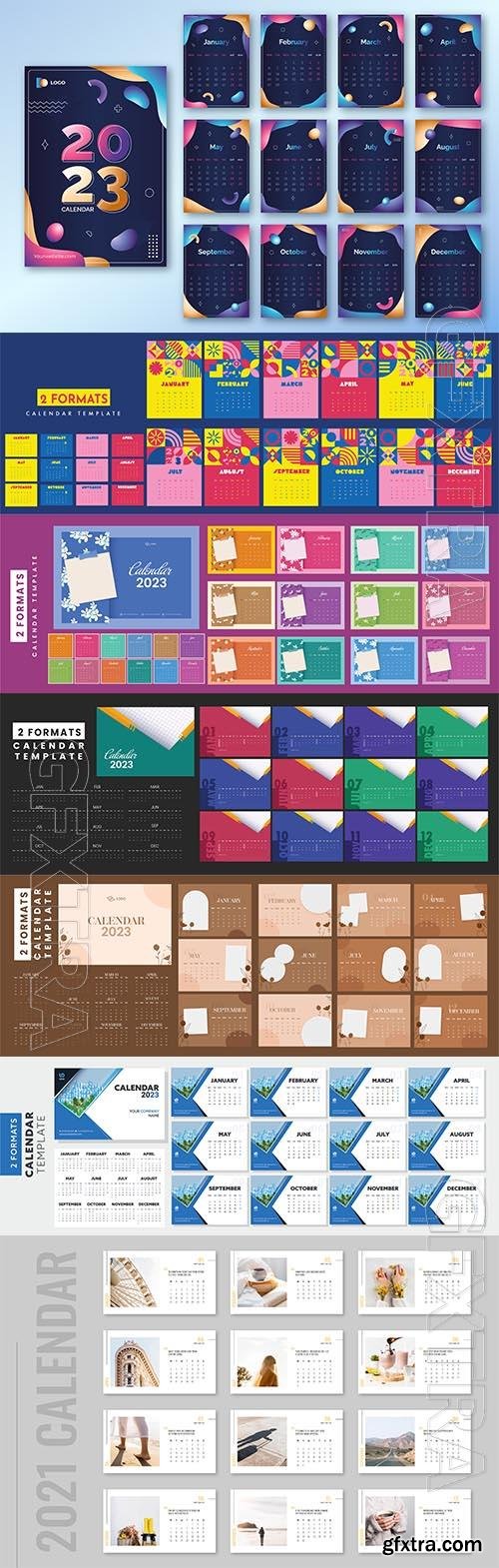 2 formats complete set of 12 month 2023 calendar template layout for publishing