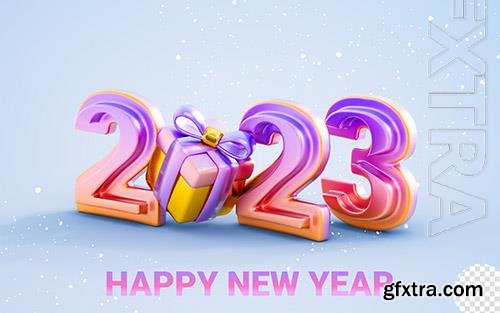 Happy new year 2023 banner template design with giftbox 3d render concept for new event coming (2)