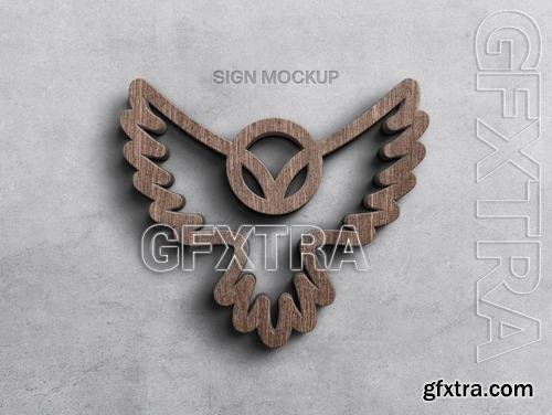 Wood on Wall Logo Sign Mockup 423291888