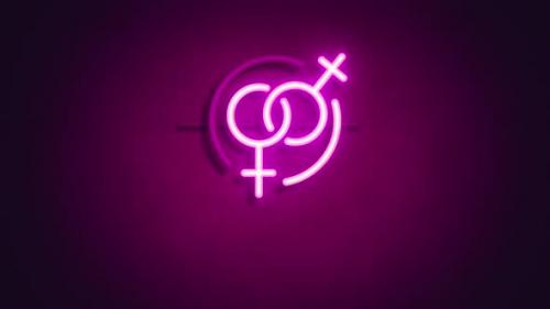 Videohive - Woman and Woman gender icons neon sign - 41830760 - 41830760