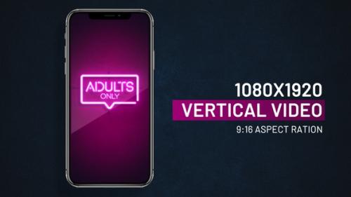 Videohive - Adults Only neon sign vertical video - 41855058 - 41855058