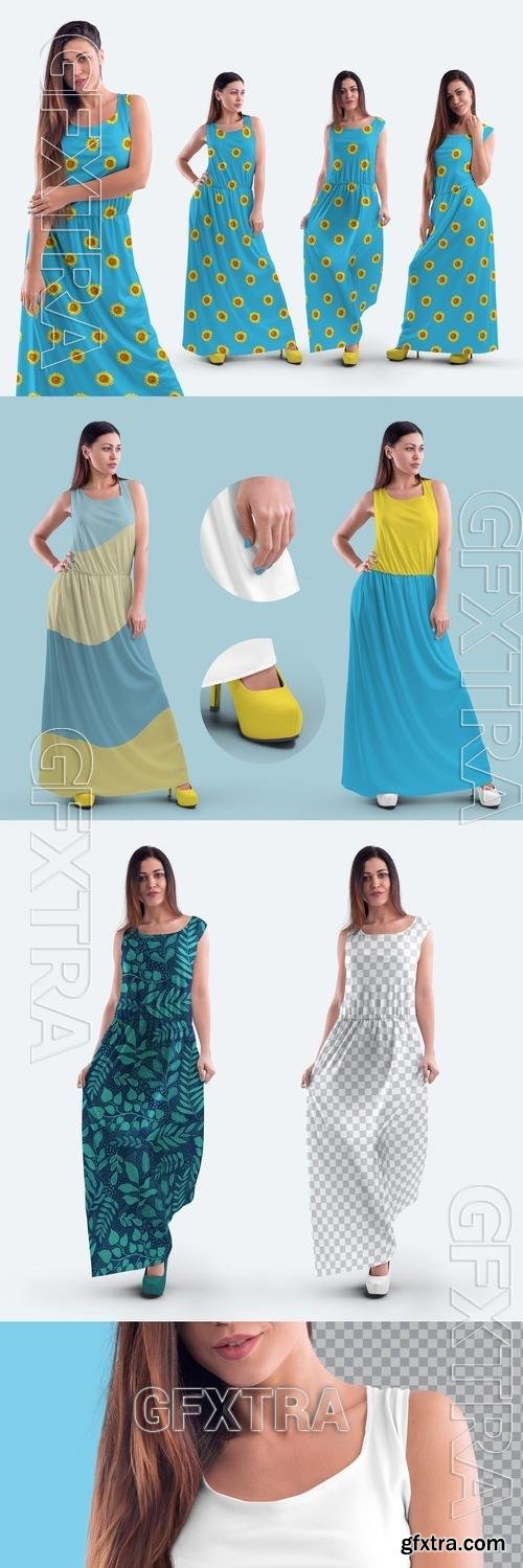 4 Mockup Womens Elegant Long Sundress 501404899