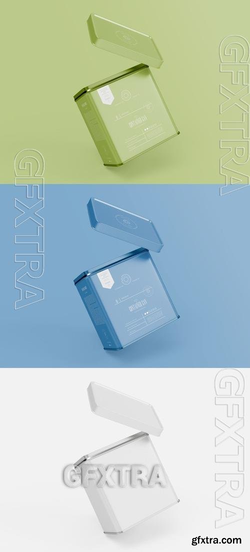 Opened Square Tin Can Mockup 505552183