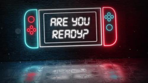 Videohive - Are you ready question in neon game console - 41833266 - 41833266