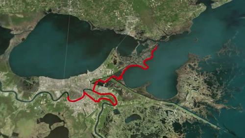 Videohive - New Orleans City Borders On Map Of America 4K - 41833395 - 41833395