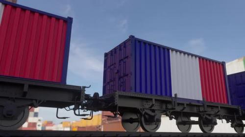 Videohive - Train and Containers with the Flag of France - 41834563 - 41834563