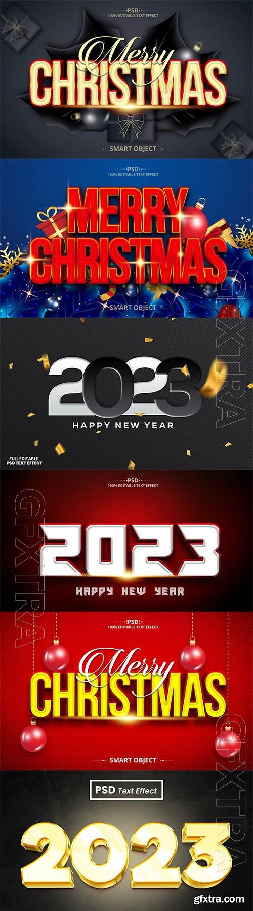 Christmas and 2023 style text effect in psd