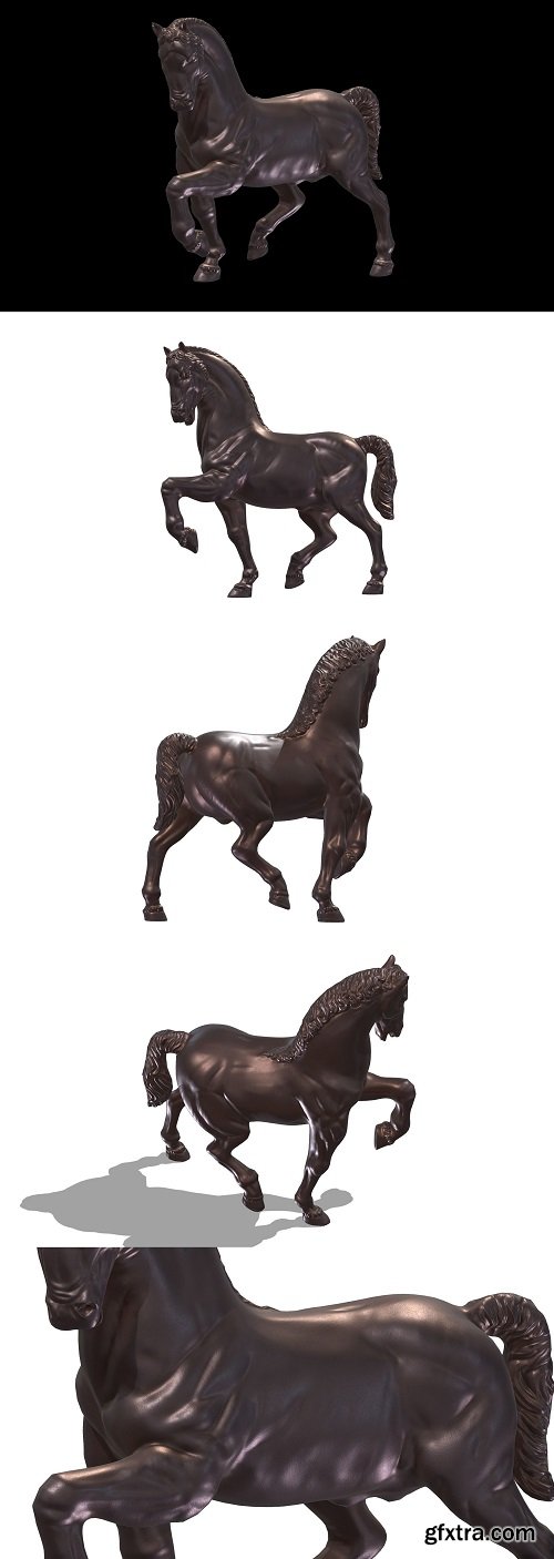 Horse Statue Low Poly PBR Realistic