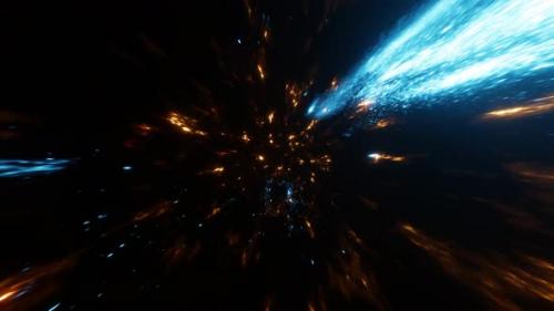 Videohive - Flying in Space Teal Orange Color Futuristic Animation - 41893860 - 41893860