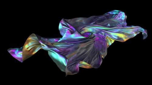 Videohive - Iridescent Colored Cloth Piece of Blowing Fabric Background - 41893948 - 41893948